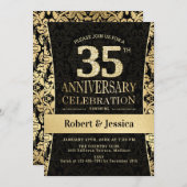 35周年パーティー - ゴールド ブラック 招待状 (正面/裏面)