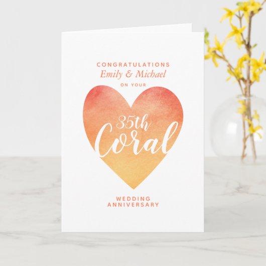 35周年珊瑚婚式 オーダーメイド カード (黄色い花)