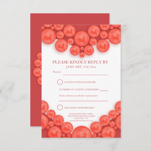 35周年珊瑚婚記念日 ハート返信カード 出欠カード (正面/裏面)