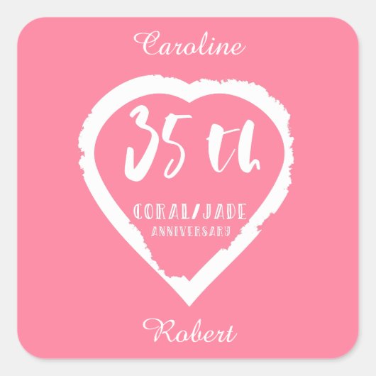 35周年結婚のサンゴ伝統的翡翠 スクエアシール (正面)