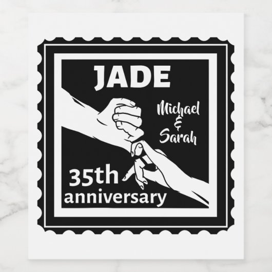 35周年結婚の手を持って ワインラベル (シングルラベル)