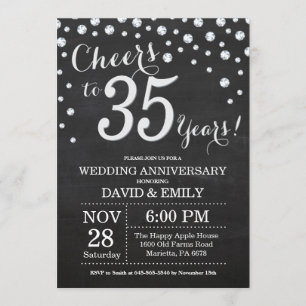 35周年結婚記念チョークボード ブラックシルバー 招待状