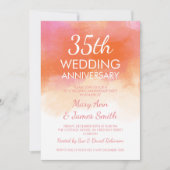 35周年結婚記念日のピンクコーラル・ウォーターカラー 招待状 (正面)