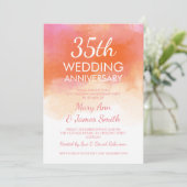 35周年結婚記念日のピンクコーラル・ウォーターカラー 招待状 (スタンド正面)