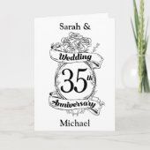 35周年結婚記念日の花 黒と白 カード (正面)