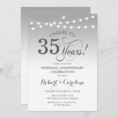 35周年結婚記念日 - シルバー ホワイト 招待状 (正面/裏面)