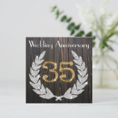 35周年結婚記念日 | ラスティックウッドとゴールド 招待状 (スタンド正面)