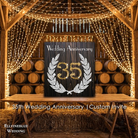 35周年結婚記念日 | ラスティックウッドとゴールド 招待状