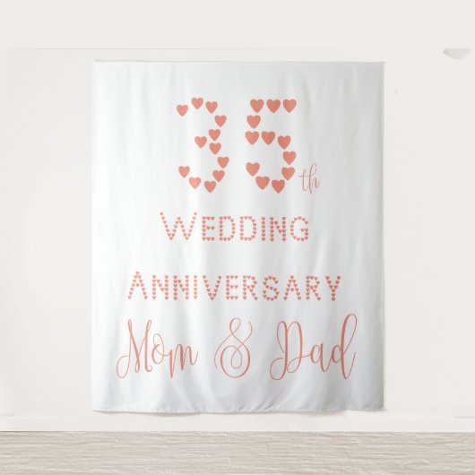 35周年結婚記念日 両親 コーラル 結婚 タペストリー (正面)