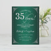 35周年結婚記念日 - 緑の銀のダマスク 招待状 (スタンド正面)