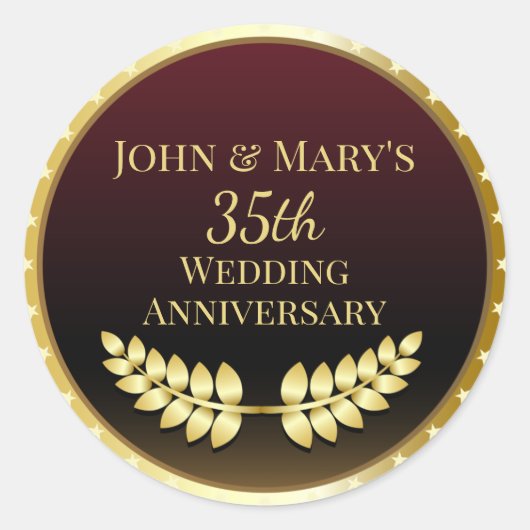 35周年結婚金ゴールドメダル ラウンドシール (正面)