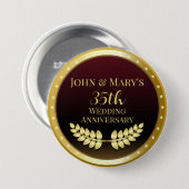 35周年結婚金ゴールドメダル 缶バッジ (正面&裏面)