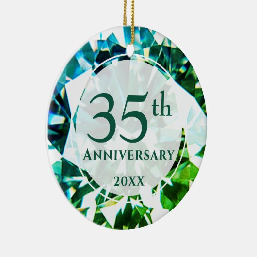 35周年記念エメラルド写真セラパーソナライズされたミ セラミックオーナメント (右)