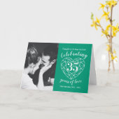 35周年記念エメ結婚ラルドグリーンハートカード カード (黄色い花)