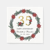 35周年記念クリスマスナパーソナライズされたプキンス スタンダードカクテルナプキン (正面)