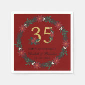 35周年記念クリスマスナパーソナライズされたプキンス スタンダードカクテルナプキン (正面)