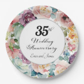 35周年記念結婚のスクリプエレガントトフローラ ペーパープレート (正面)