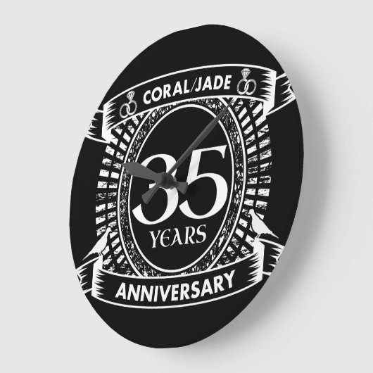 35周年記念結婚コーラルジェイドクレスト ラージ壁時計 (傾斜)