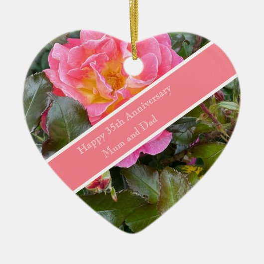35周年記念結婚サンゴバラ セラミックオーナメント (正面)