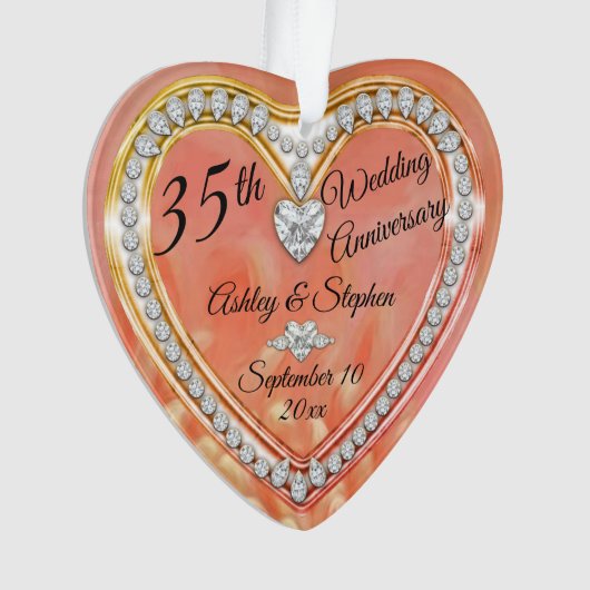 35周年記念結婚サンゴ | Diamonds Keepsake オーナメント (正面)