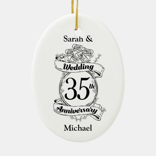 35周年記念結婚花モノクロ セラミックオーナメント (裏面)