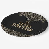 35周年記念金ゴールドレースオンブラック紙プレート ペーパープレート (アングル)