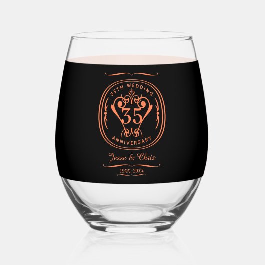 35周年記念飲み物用品セット ステムなしワイングラス (正面)