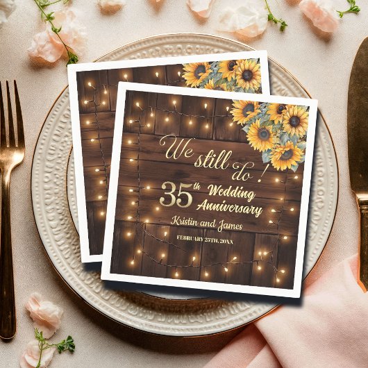 35周年記念 結婚記念日 ストリングライト スタンダードカクテルナプキン
