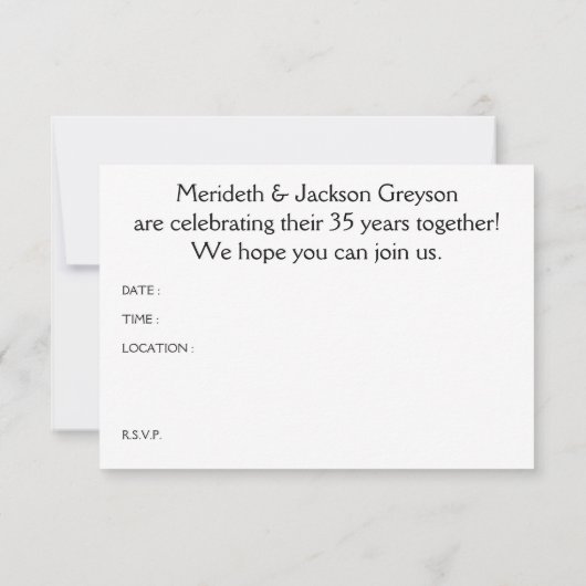 35周年（鳥の装飾） 招待状 (裏面)