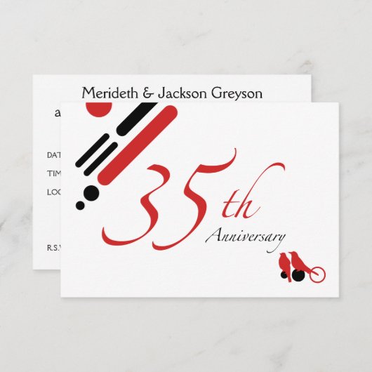 35周年（鳥の装飾） 招待状 (正面/裏面)