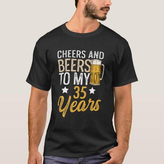 35年おもしろいのビールに応援とビール Tシャツ (正面)