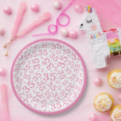 35年乱数パターンピンク/白 ペーパープレート (パーティー)