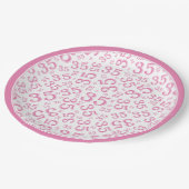 35年乱数パターンピンク/白 ペーパープレート (アングル)