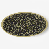 35年乱数パターンブラック/金ゴールド ペーパープレート (アングル)