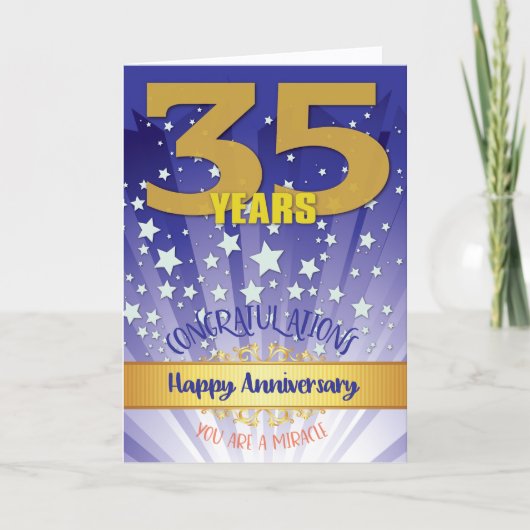 35年間の回復の記念日 太字の数字 カード (正面)