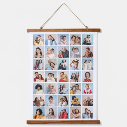 35枚のフォトコラージュを作成 吊り下げ型タペストリー (正面)