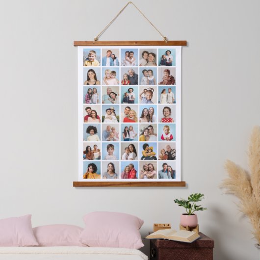 35枚のフォトコラージュを作成 吊り下げ型タペストリー (寝室)