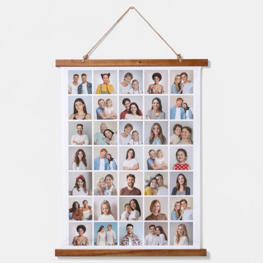 35枚のフォトコラージュを作成 吊り下げ型タペストリー (正面)