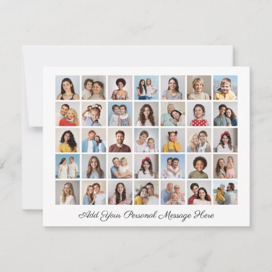 35枚の写真コラージュ 自分のメッセージを追加 シーズンカード (正面)
