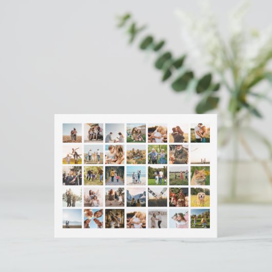 35枚の写真パーソナライズされたコラージュを作成 ポストカード (スタンド正面)