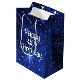 35歳の誕生日おめでとうございます 星 ギャラクシー ミディアムペーパーバッグ