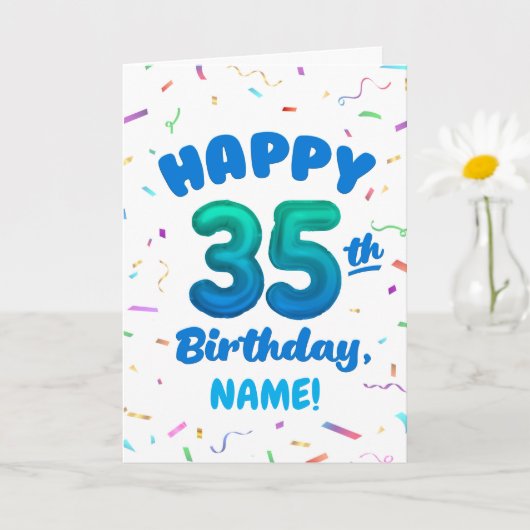 35歳の誕生日おめでとう カスタムネームカード カード (小さな植物)