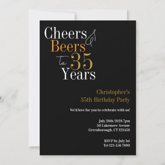 35歳の誕生日おめでとう＆ビアパーティー 招待状 (正面)