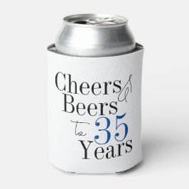 35歳の誕生日おめでとう ビールパーティー 青いタイポグラフィ 缶クーラー