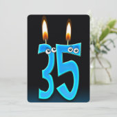 35歳の誕生日ろうそく（目玉付き） 招待状 (スタンド正面)