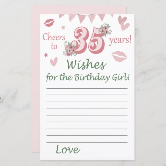 35歳の誕生日を願う誕生日の少女 (正面/裏面)