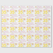 35歳の誕生日デイジー花ギフトラップ ラッピングペーパー (フラット)