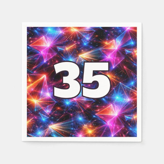 35歳の誕生日ネオンポリゴン抽象画  スタンダードカクテルナプキン (正面)