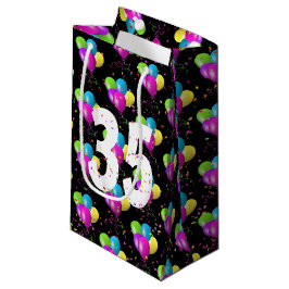 35歳の誕生日バルーンとコンフェティのギフトバッグ スモールペーパーバッグ