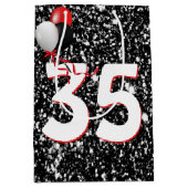35歳の誕生日バルーン ブラックグリッター ミディアムペーパーバッグ (正面)